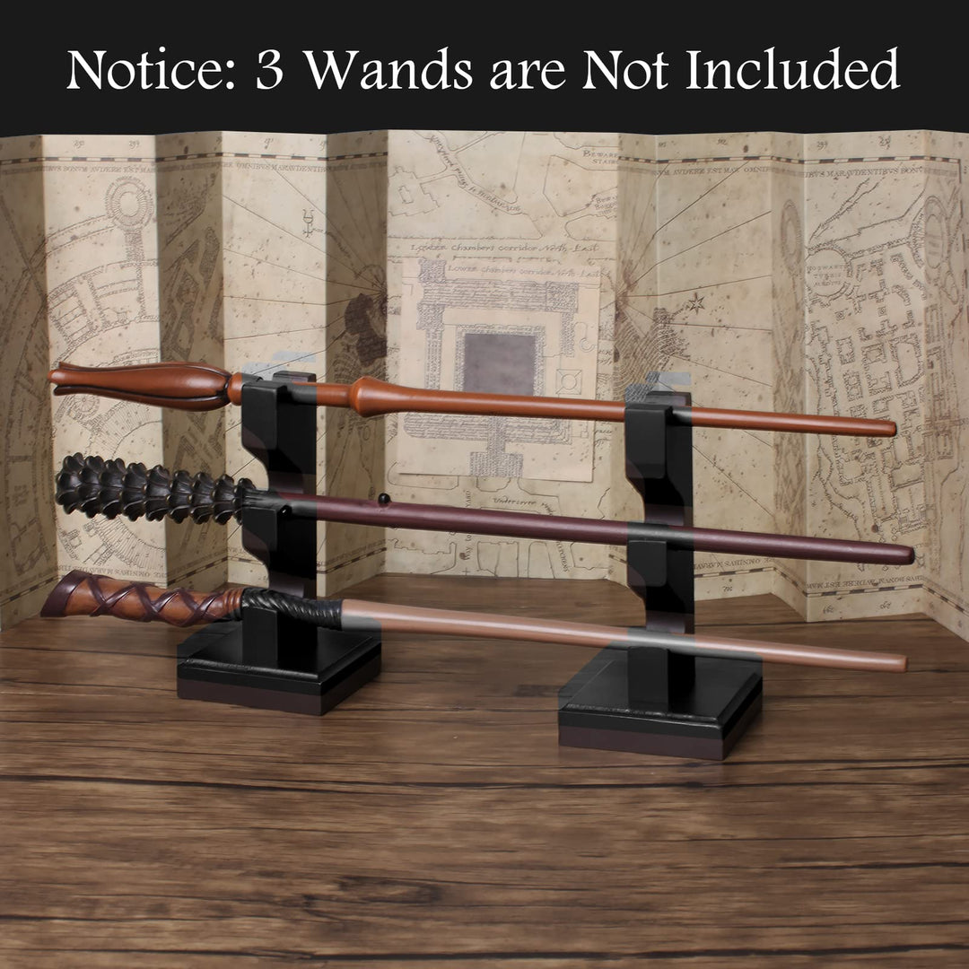 Wizard Wand Display Stand Wooden Magic Wands Holder 3 Tiered for Collection Black