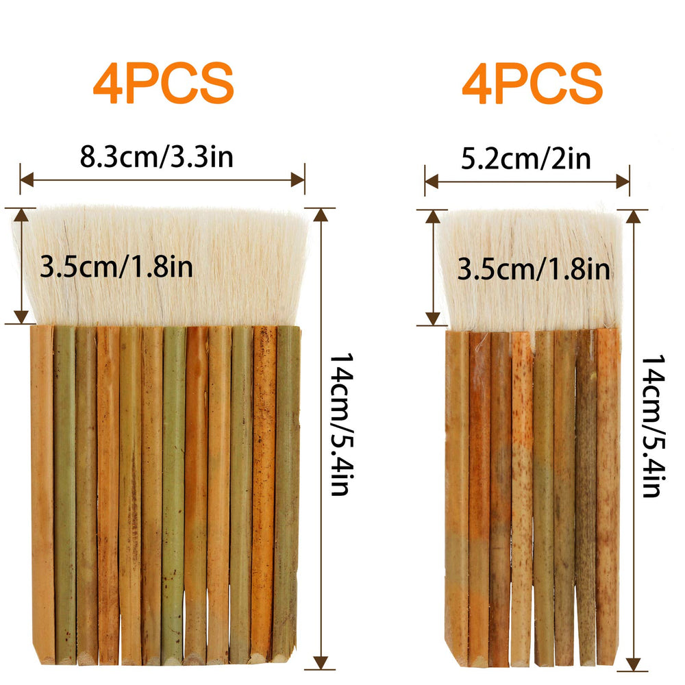 8Pack Hake Brush for Watercolor, Hake Art Paintbrushes, Hake Blender Brushes, Sheep Hair Hake Brushes for Pottery, Bamboo Handle Brushes for Painting, Wash, Dust Cleaning, Ceramic & Pottery Painting