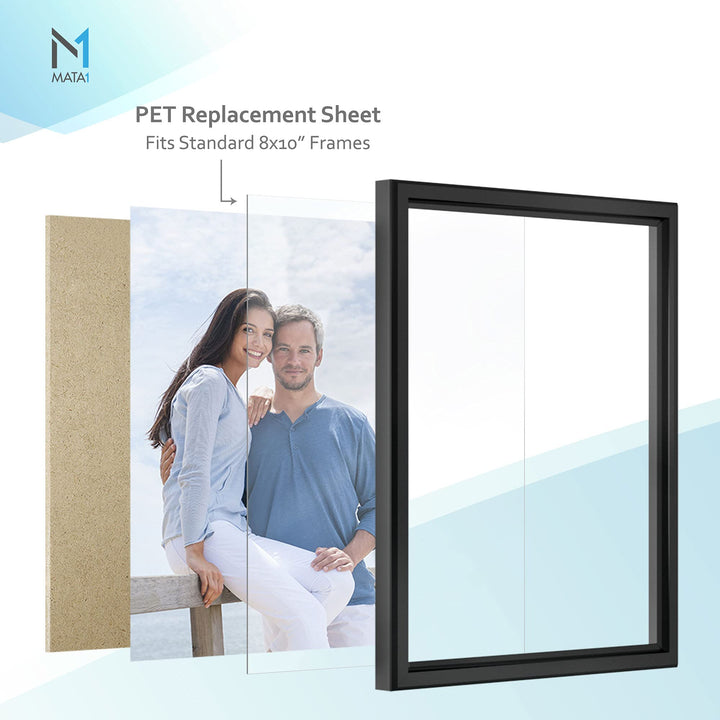 Mata1 PET Plexiglass Sheet, Flexible & Thin, (8x10 x 0.03 inch, Clear, 5 Pack), Softened-Edge Acrylic Style Transparent Plexiglass for Picture Frame Glass Replacement & DIY Craft Projects