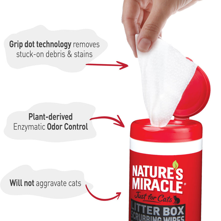 Nature&#39;s Miracle Just for Cats Litter Box Scrubbing Wipes, 30 Count (NM-5574)