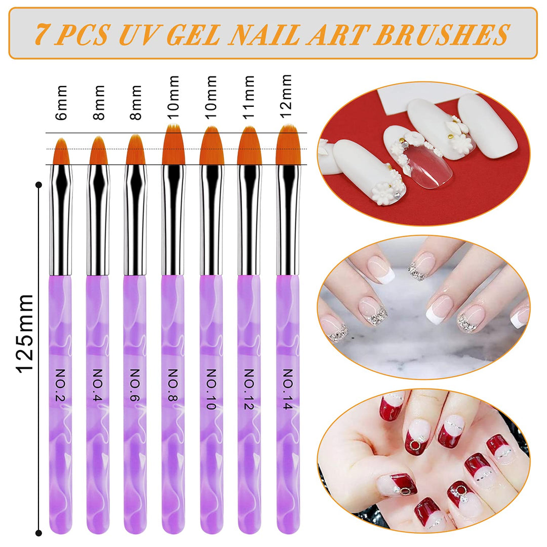 28 Pcs Acrylic Nail Brush Set Including 7 Pcs UV Gel Nail Art Brushes, 6 Pcs 3D Nail ExtensionÃ‚ Brush, 5Pcs Double Ended Dotting Nail Pen ForÃ‚ NailÃ‚ ArtÃ‚ DIY With White Box