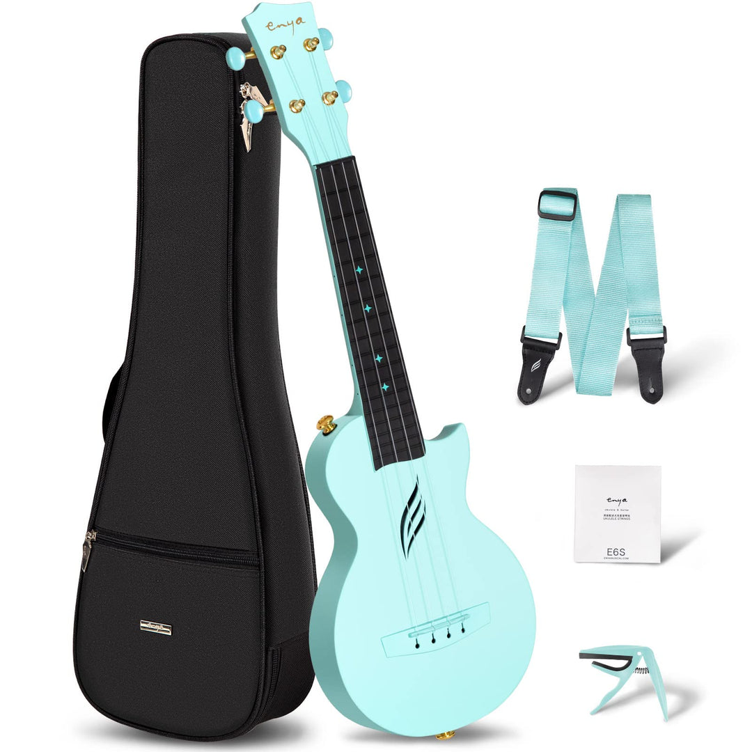 Enya Soprano Ukulele 21 Inch Carbon Fiber Cutaway Trave