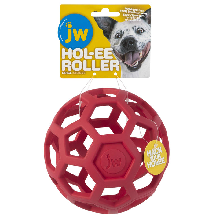 Hol-ee Roller Dog Toy Puzzle Ball, Natural Rubber, Large (5.5 Inch Diameter), Colors May Vary