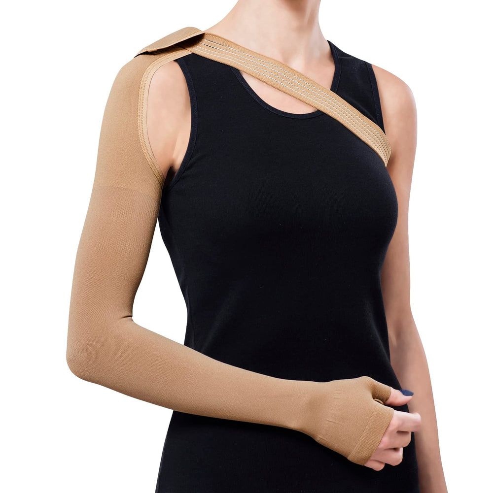 23-32 mmHg POST MASTECTOMY Compression Sleeve with Gauntlet, Medical Class 2 (II) Arm Anti Swelling Support, Lymphedema Edema (X-Large)