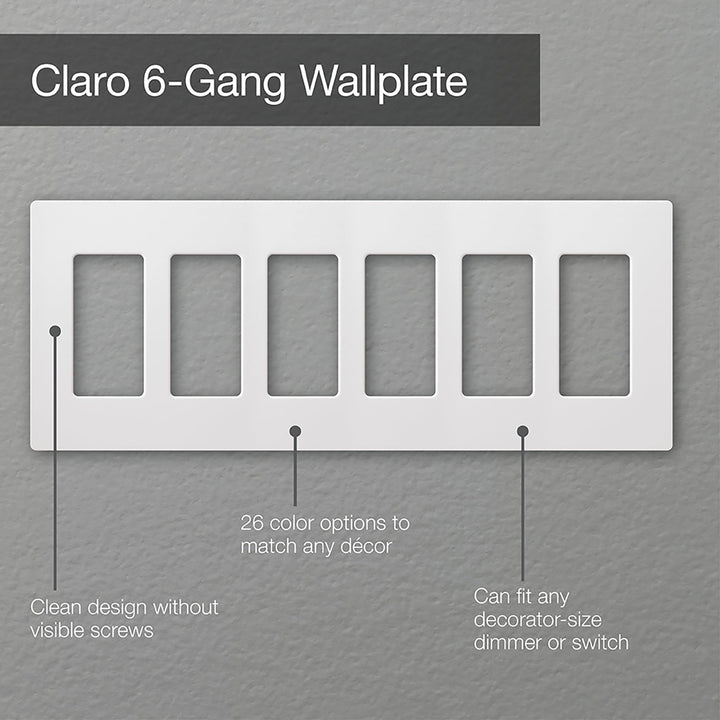 Electronics CW-6-WH Claro 6-Gang Wallplate, White