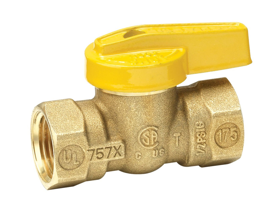 Homewerks VGV1LHB2B Premium Gas Ball Valve x Female Thread, 0.375-Inch, Brass