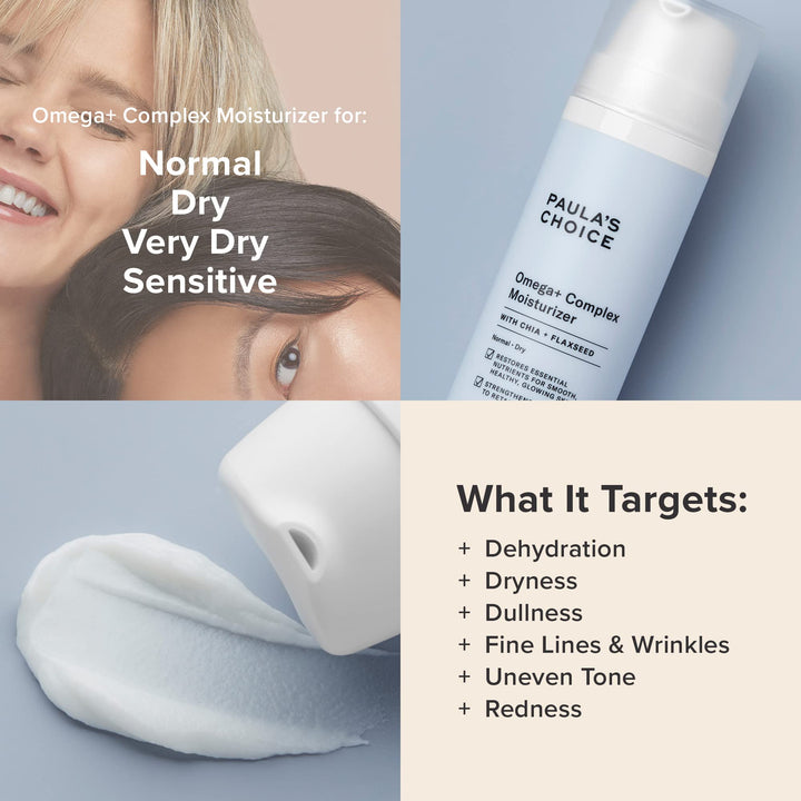Paula&#39;s Choice Omega+ Complex Lightweight Face Moisturizer, Shea Butter &amp; Plant Oils, Brightening Vitamin C - For Dry &amp; Sensitive Skin