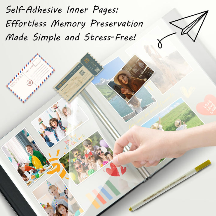 Photo Album for 4x6 Photos, Holds 300 Pockets Black Leather Window Cover Design Bookshelf Photo Albums Acid-Free Black Inner Page Pictures Photo Book for Family Wedding Baby Friend Pet