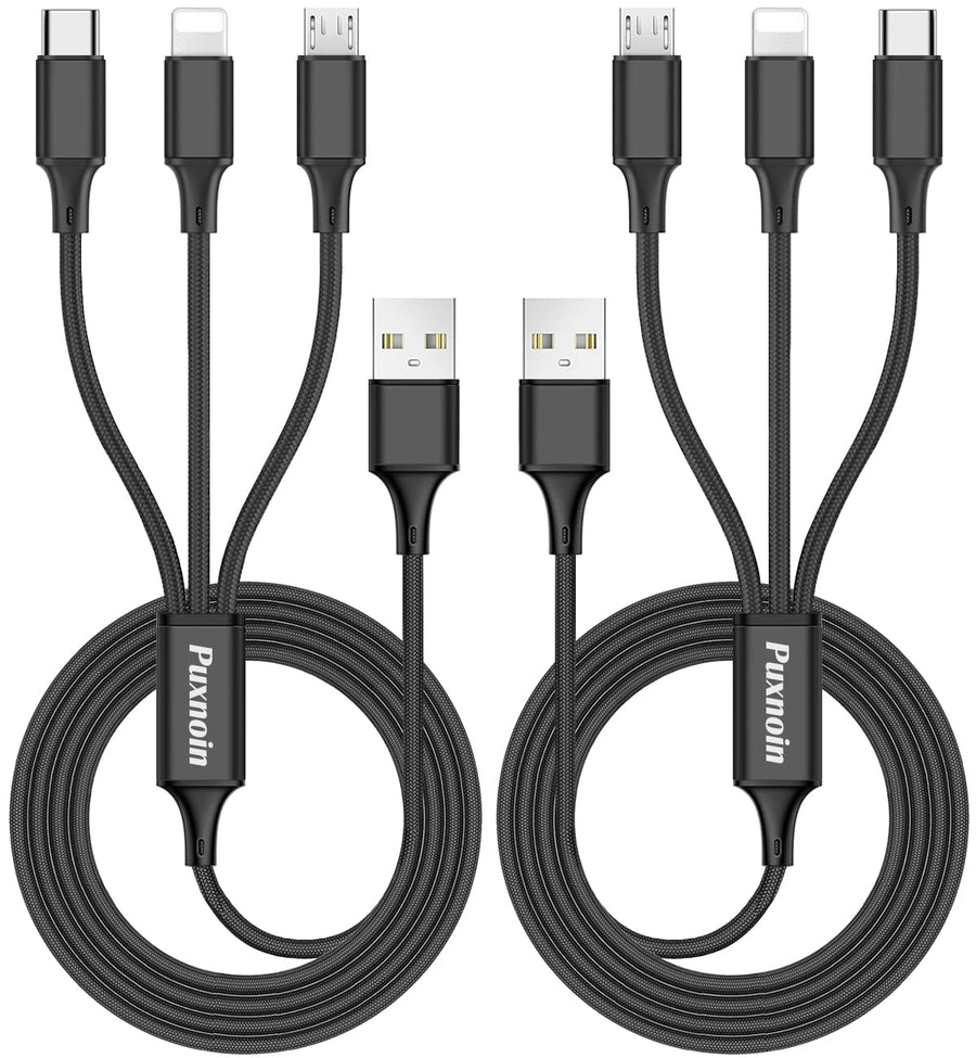 Multi Charging Cable, 6FT 2Pack Multi Charger Cable Universal 3 in 1 Multiple USB Cable Fast Charging Cord with Type C, Micro USB Port Connectors Compatible with Most Cell Phones Tablets