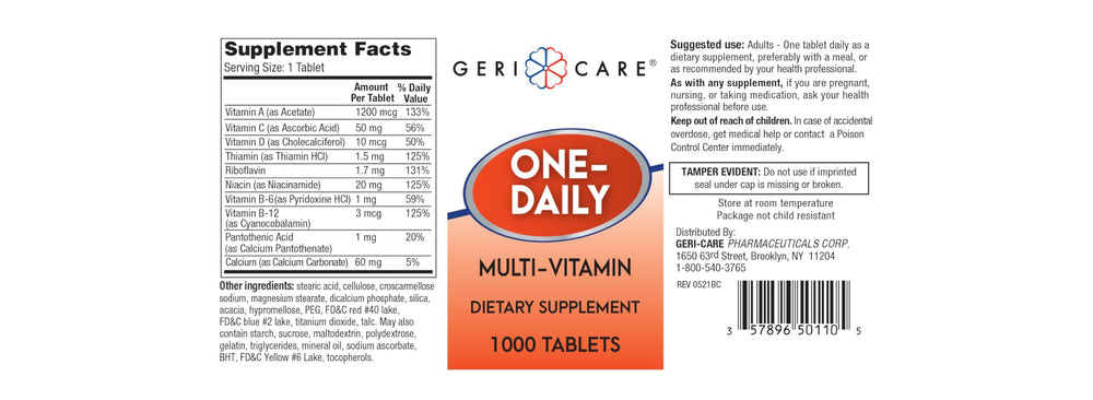 GeriCare Multivitamin Supplement Tablets, (Bottle of 10