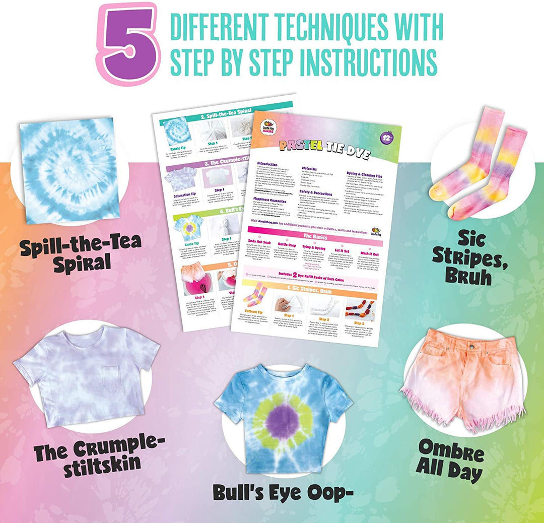 Pastel Tie Dye Kit for Large Groups, DIY Tie Dye Kit, Tie Dye Kit Supplies, Girls Tie Dye Shirt, Tye Die Kits for Adults, Tye Dye Kits, 18 Full Bottles of Tie Dye