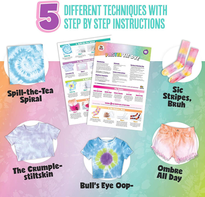 Pastel Tie Dye Kit for Large Groups, DIY Tie Dye Kit, Tie Dye Kit Supplies, Girls Tie Dye Shirt, Tye Die Kits for Adults, Tye Dye Kits, 18 Full Bottles of Tie Dye