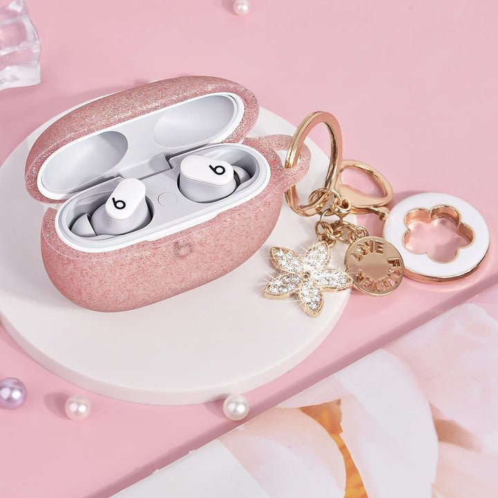 Compatible with Beats Studio Buds 2021 Case, Silicone Soft Carrying Cases Protective Wireless Charging Cover Skin with Beats Studio Earbuds Accessories Keychain for Women&amp;Girls