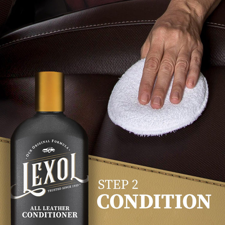 Leather Care Kit Conditioner and Cleaner, Use on Car Leather, Furniture, Shoes, Bags and Accessories, Trusted Leather Care Since 1933, Quick &amp; Easy 2-Step Regimen, 16.9 oz Bottles Plus 2 Sponges,Black