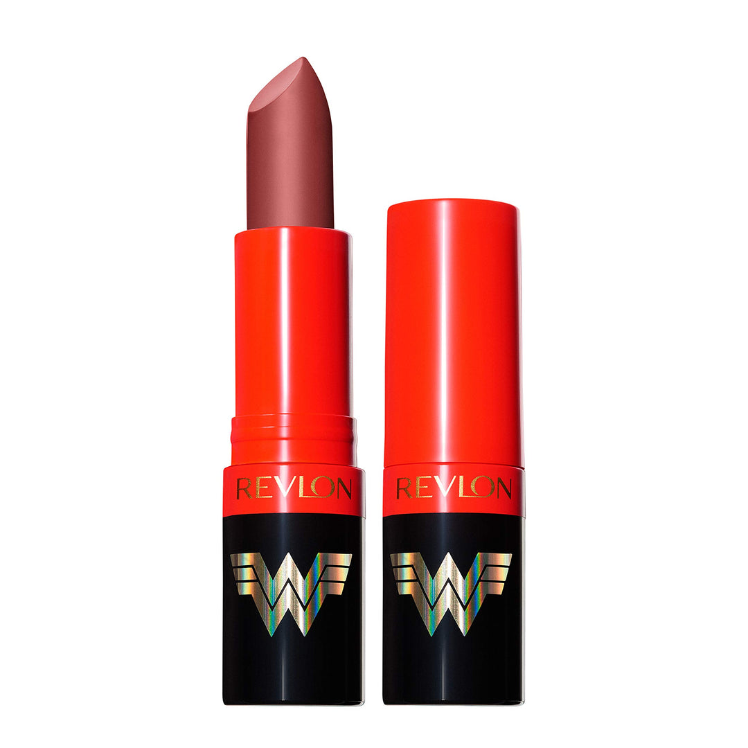 Revlon x WW84 Wonder Woman Super Lustrous Lipstick with Vitamin E and Avocado Oil, Matte Lipstick in Nude, 003 Amazon, 0.15 oz