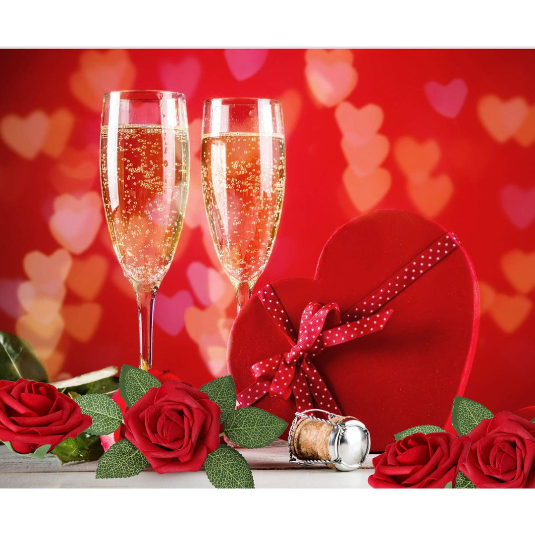 Artificial Flower Dark Red Rose 25pcs Real Looking Fake Roses w/Stem for DIY Wedding Bouquets Centerpieces Arrangements Party Baby Shower Home Decorations