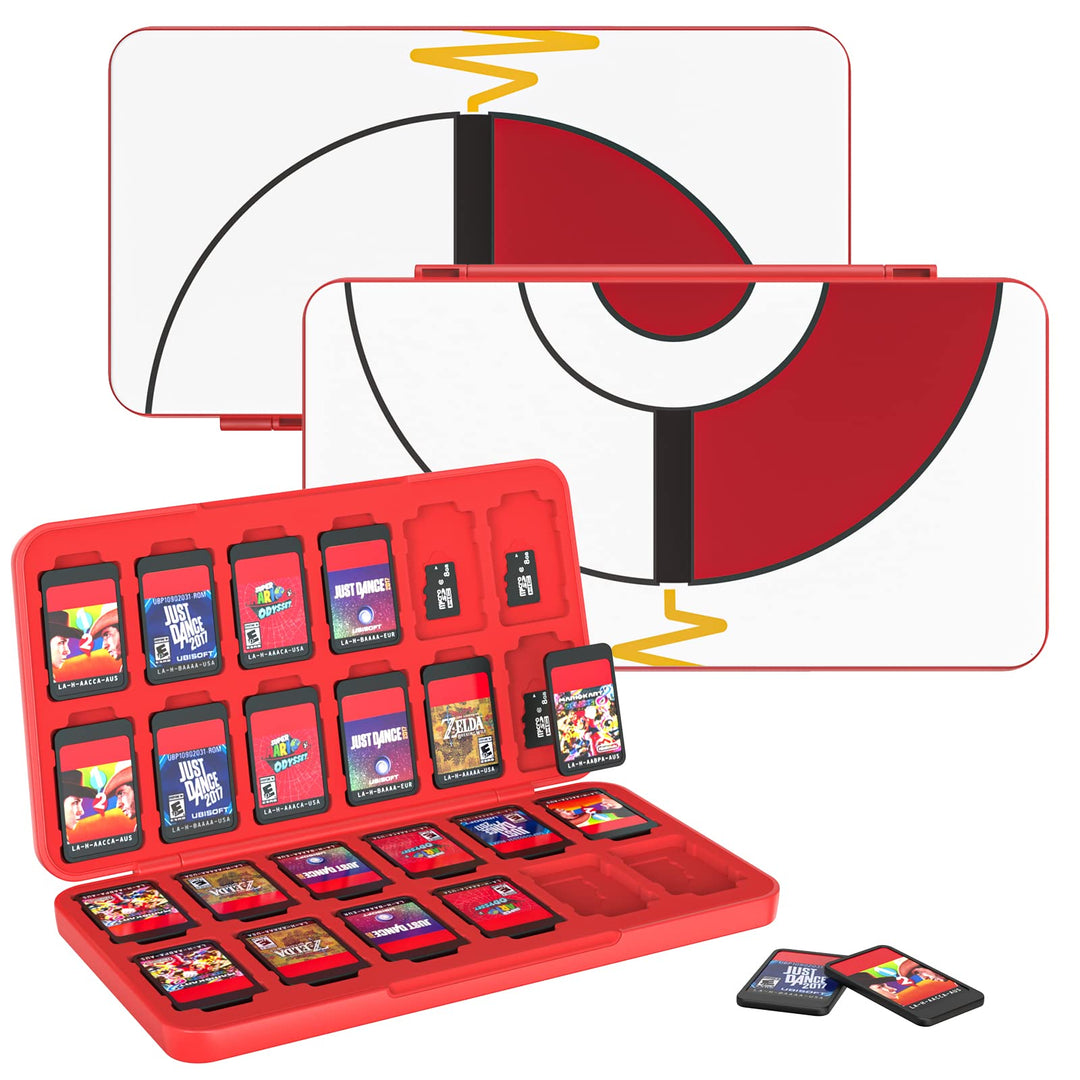 24 Game Card Case Compatible with Nintendo Switch OLED 2021/Switch/Switch Lite, Switch Games Holder case for Switch Game Card &amp; SD Card, Slim &amp; Portable Game Card Storage Box, Pokeball