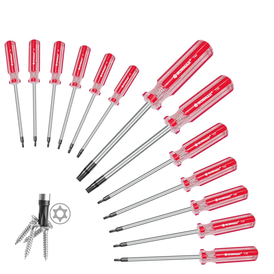 13-Piece Magnetic Torx Screwdrivers Set, Security Tamper Proof, T4T5T6T7T8T9T10T15T20T25T27T30T40 (red)