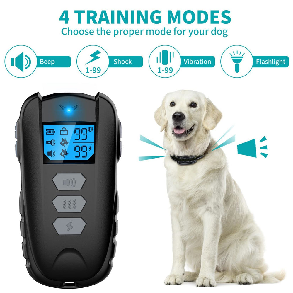 Dog Training Collar with Remote, Waterproof Dog Collar with Beep Vibration Shock, Adjustable 0 to 99 Shock Vibration Levels Dog Training Set for Small Medium Large Dogs