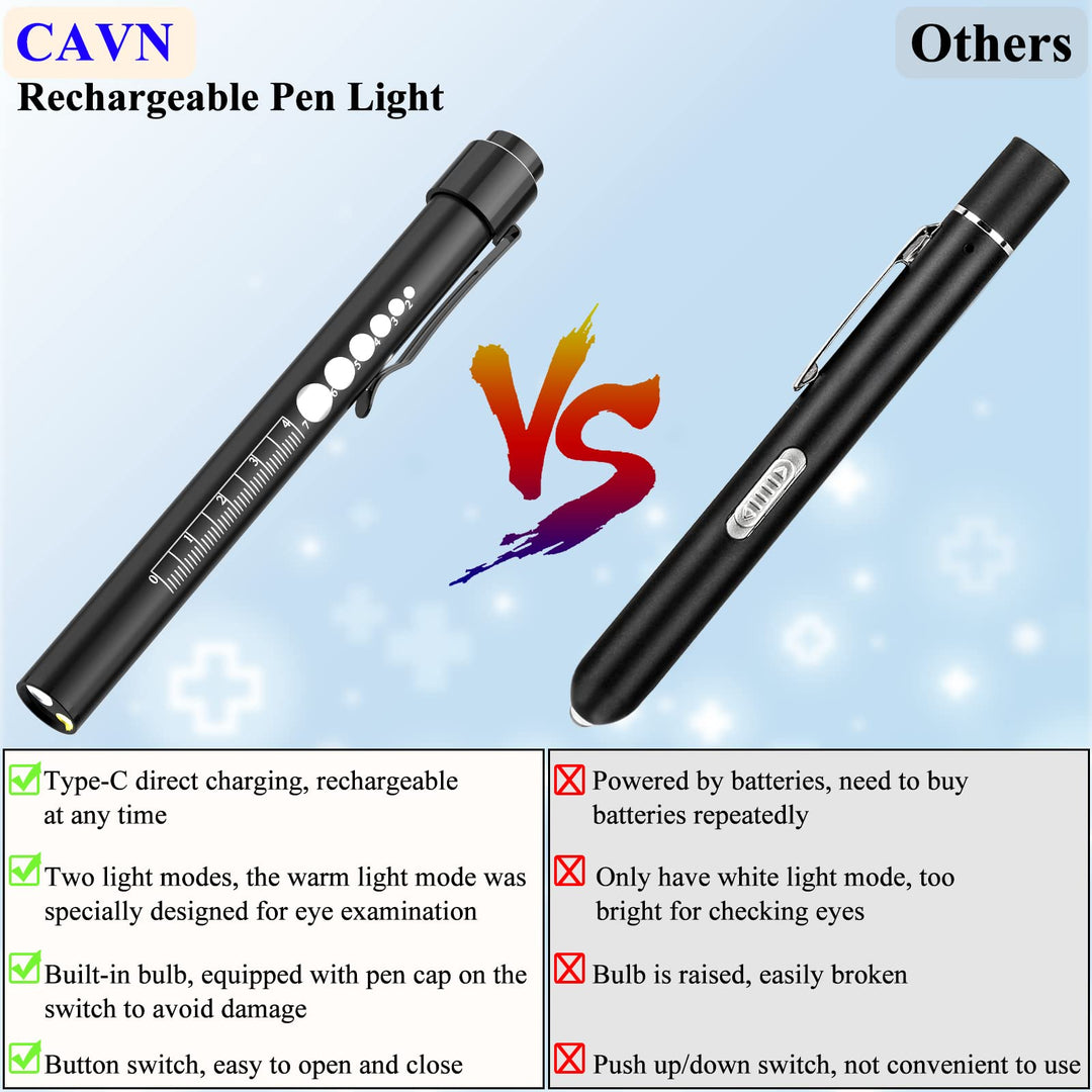 Rechargeable Pen Light with Pupil Gauge LED Penlights for Nurses Doctors, Warm/White Light, USB Rechargeable Medical Penlight Gifts for Nurses Nursing Student (Black)