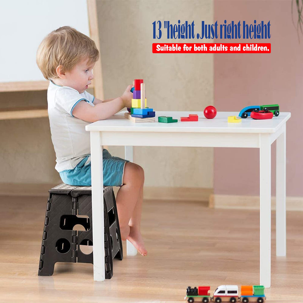 Folding Step Stool 13 inch Heavy Duty Plastic Foldable Step Stool for Kids and Adults, Small Collapsible Fold Up Stepping Stool 1 Pack