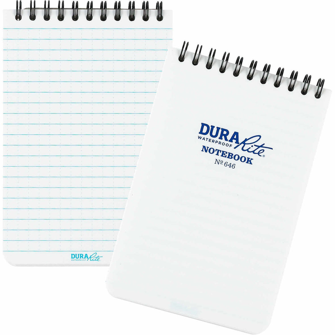Waterproof (DURARITE) Top-Spiral Notebook, 4 x 6, White Cover, Universal Pattern (No. 646)