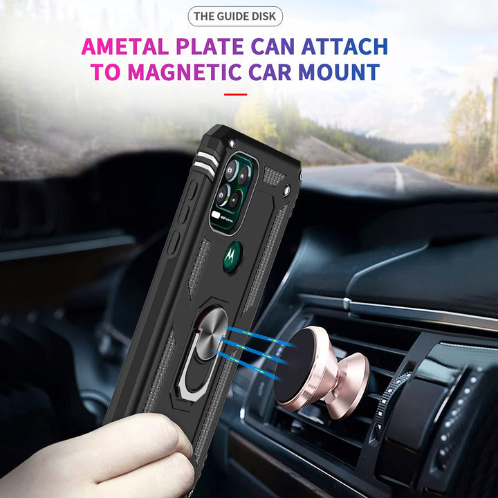 for Military-Grade Moto G Stylus 5G Phone Case 2021 with Magnetic Ring Kickstand &amp; 2 Tempered Glass Screen Protectors - Black