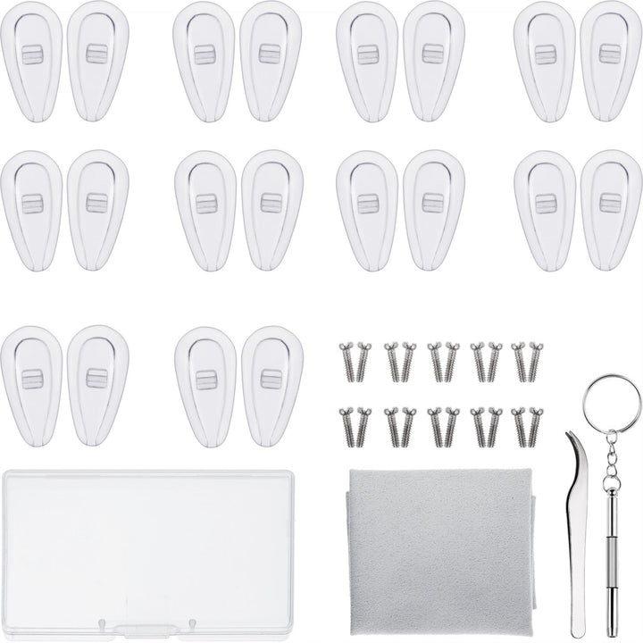 Sumind Eyeglass Repair Kit 10 Pairs Air Chamber Nose Pads Silicone Screw-in Eyewear Nose Pads with.