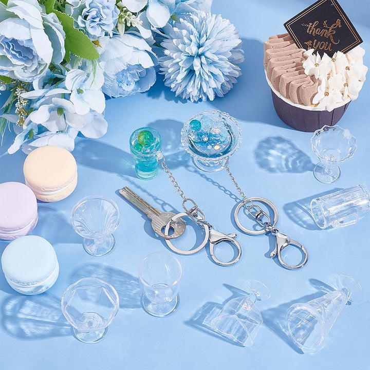 OLYCRAFT 24PCS Mini Cups Keychain Kit Epoxy Resin Casti