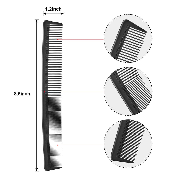 3 Pack Black Carbon Barber Fiber Cutting Comb, Fine Tooth Hair Comb, Hairdressing Styling Combs, Heat Resistant Combs, Styling Combs for Salon (Style G) : Style G
