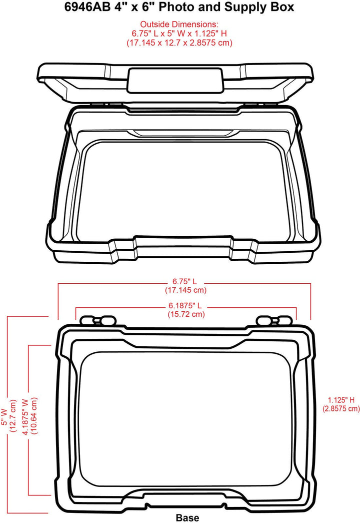 6946AB Photo &amp; Craft Organizer 4 x 6 Box, [1] Plastic Storage Case, Clear