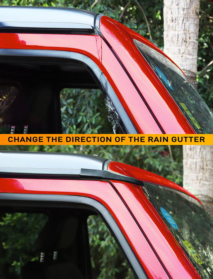 Upgraded Version Rain Gutter Extensions, Roof Hard-Top ABS Rain Groove Diverter, Rainwater Deflector Compatible with 2007-2018 Jeep Wrangler JK JKU, Exterior Accessories, Black, 2 PCs