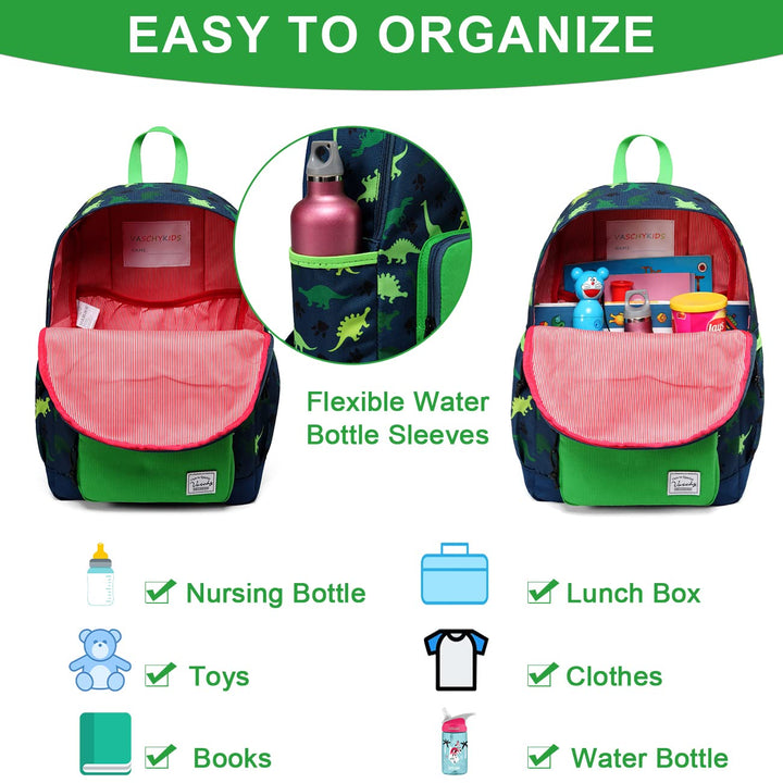 Toddler Kids Backpack for Boys, Cute Lightweight Water Resistant Preschool Backpack for Children Kindergarten Bookbag Dinosaur
