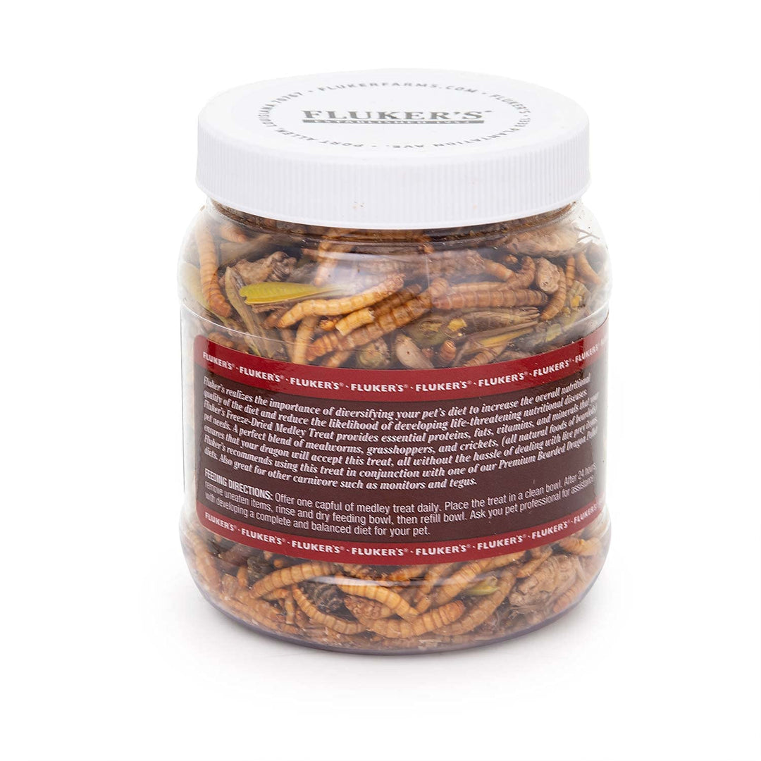 Fluker's Medley Treat for Bearded Dragons, Grasshoppers, Mealworms and Crickets, 1.8 oz