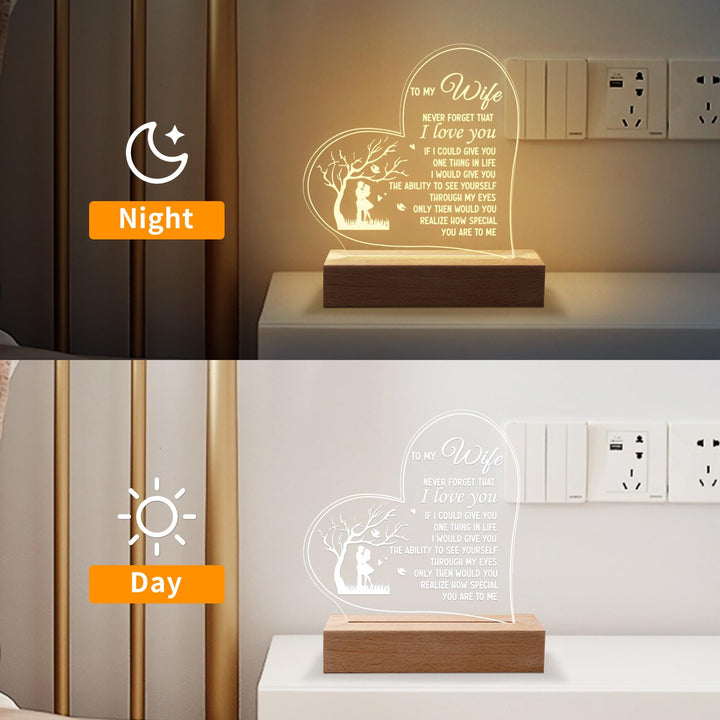 Calibron Mothers Day Gifts for Wife, Wife Birthday Gift Ideas 6.9 Inch Engraved Night Light Anniversary Birthday Gifts for Wife from Husband, Romantic Gifts for Her