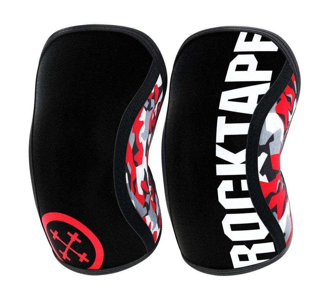 Rocktape Assassins Knee Compression Sleeves, Knee Brace for Weightlifting, Cross Training & Working Out - Reduce Strain & Swelling (2 Sleeves) 7mm Thickness, Small, Red Camo