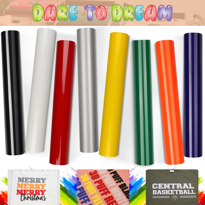 TransWonder Puff-Vinyl-Heat-Transfer - 8Pcs 3D Puff Hea