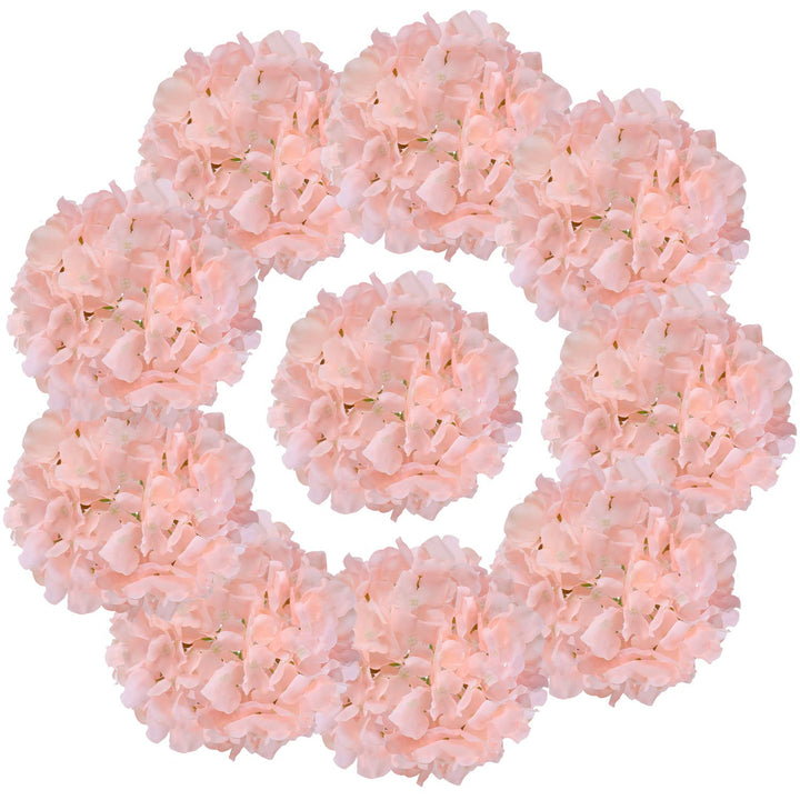 Blush Artificial Flowers Hydrangea Silk Flowers 10pcs Full Fake Hydrangea Flowers Artificial with Stems for Wedding Home Party Shop Baby Shower Blush Decoration