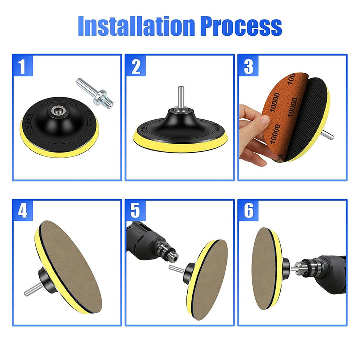 Water Grit Sandpaper 2000/3000/5000/7000/10000 and 5-inch Backing Pad Set, Wet Dry Electric Hook &amp;Loop Sanding Disc with Pad, Grinding Abrasive Paper and Orbital Sander Polisher
