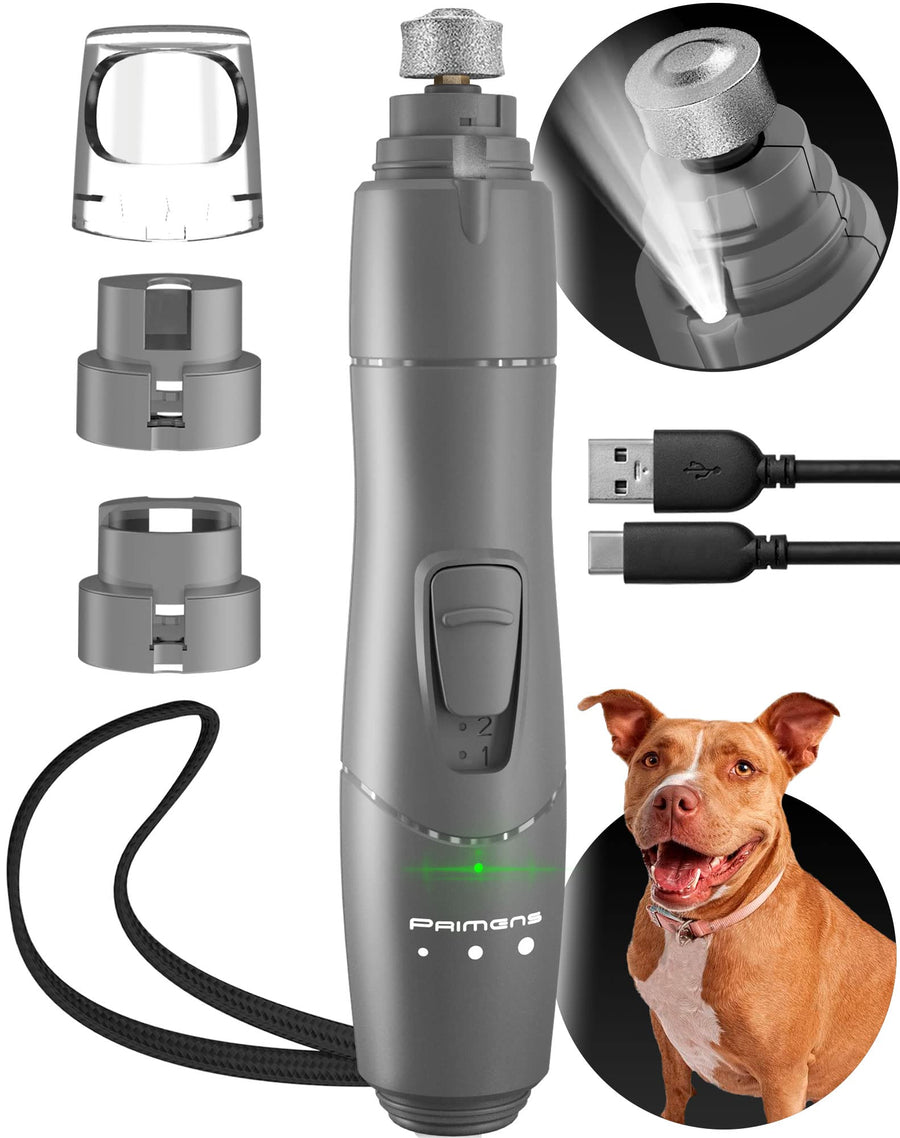 Dog Nail Grinder with LED Light Rechargeable Dog Nail Grinder for Large Dogs, Medium & Small Dogs, Professional Pet Nail Grinder for Dogs Quiet Soft Puppy Grooming, Cat Nail Grinder, Dog Nail Trimmer