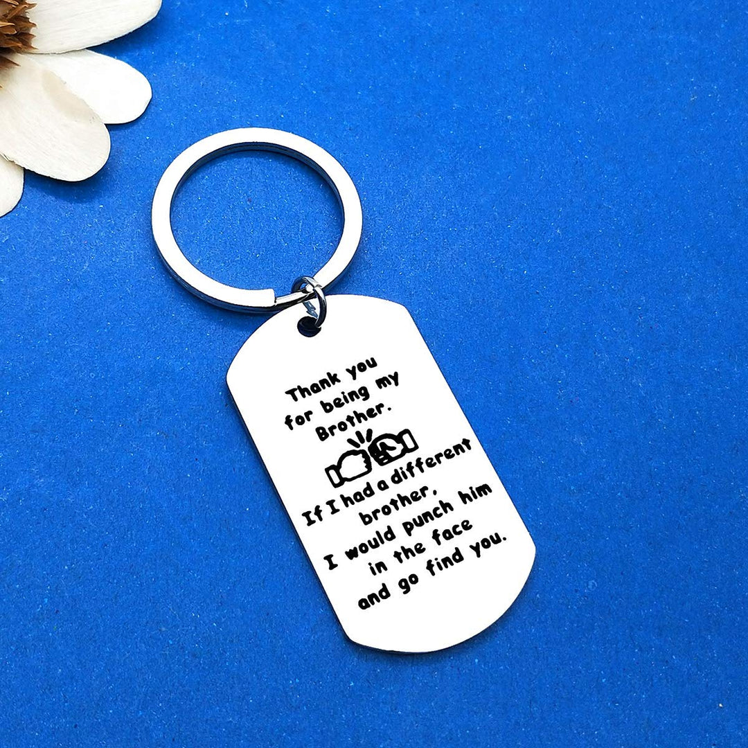 Brother Keychain Funny Brother Gifts from Sister Brother Thank You for Being My Brother Keyring Best Friend Gift Friendship Gifts for Men Wedding Christmas Birthday Gift Brother to Brother Gifts