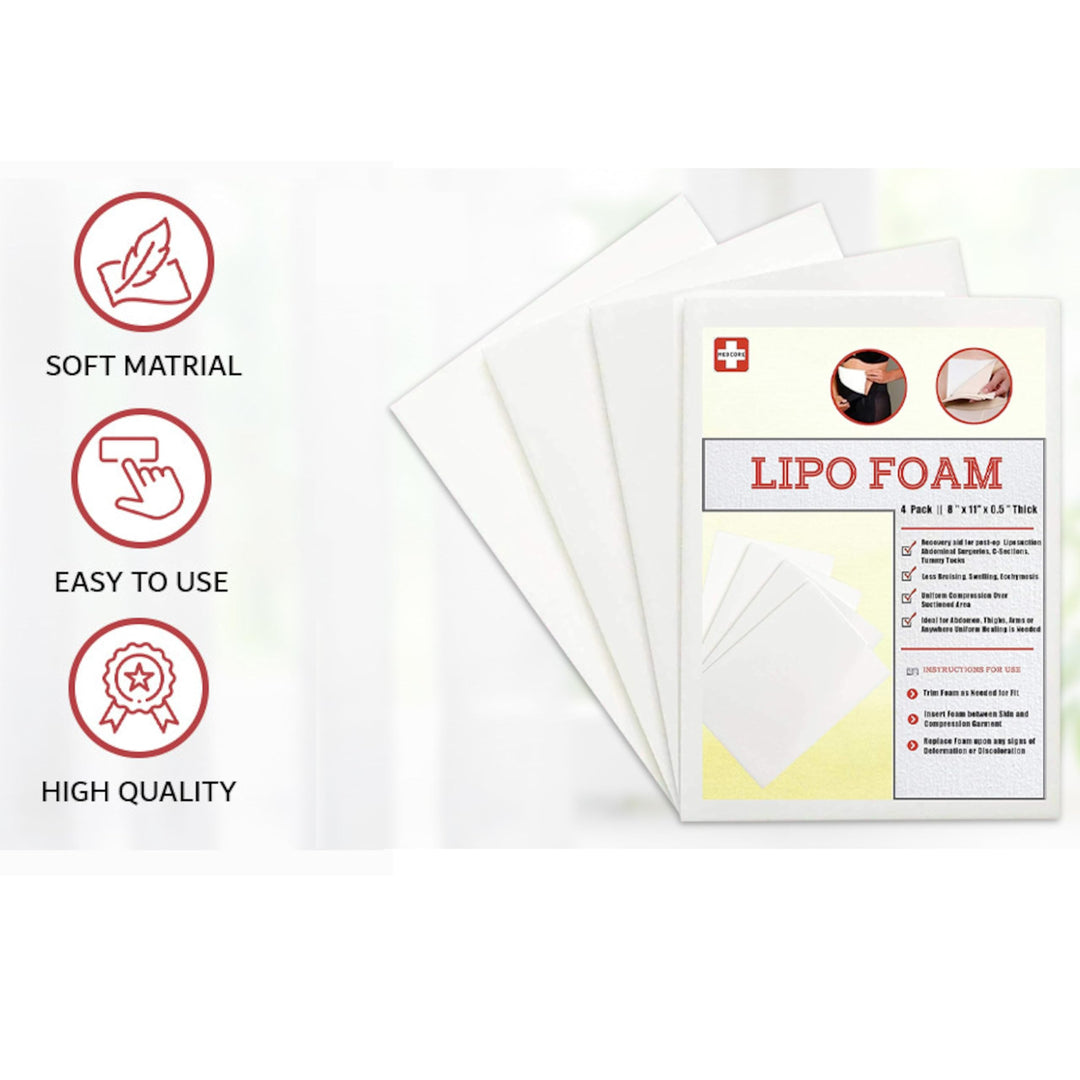 4 Pack Lipo Foam Board - Post Surgery Ab Board - Use After Liposuction, C-Section, Tummy Tucks, BBL surgeries