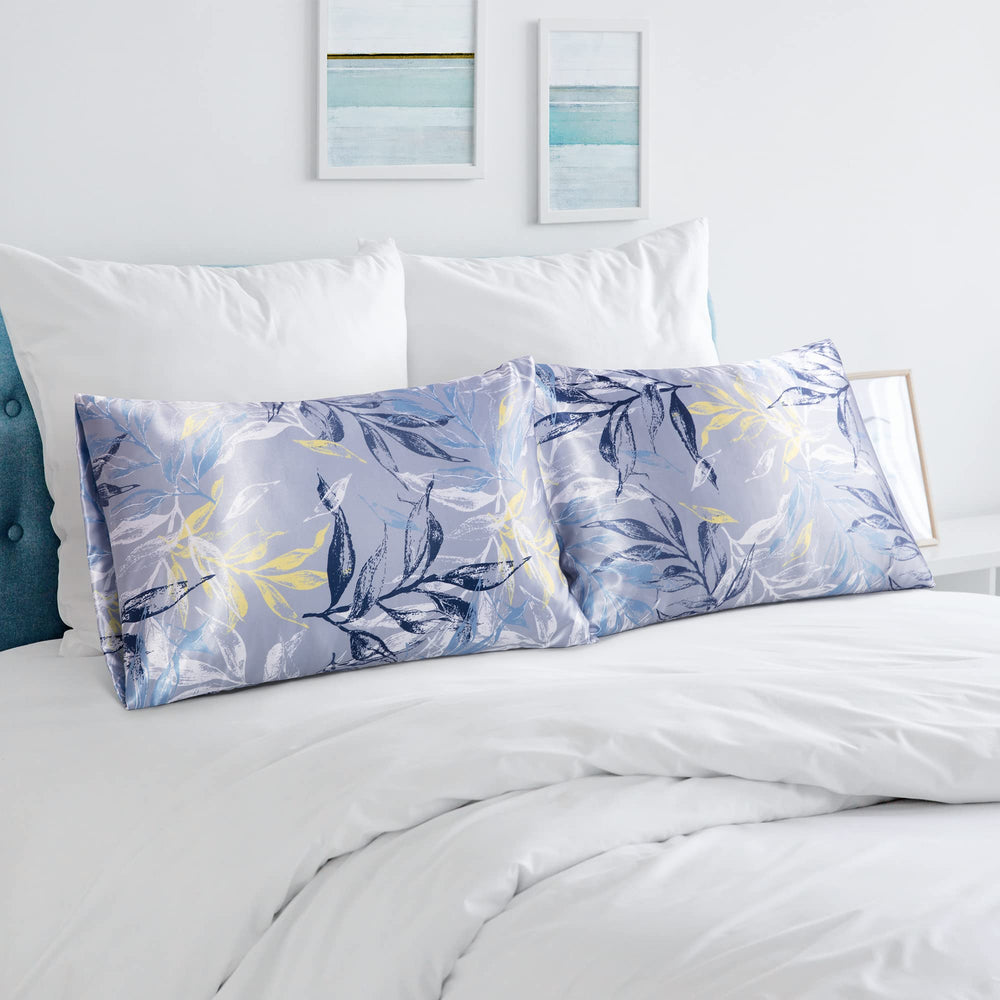 Silk Satin Pillowcase for Hair and Skin (Watercolor Flowers, 20x30 inches) Slip Printed Pillow Cases Queen Size Set of 2 - Satin Cooling Pillow Covers with Envelope Closure