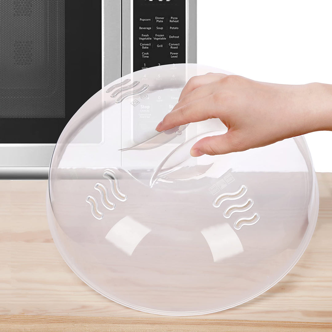 Microwave Splatter Cover for Food Large Microwave Plate Food Cover With Easy Grip Handle Anti-Splatter Lid With Enlarge Perforated Steam Vents,11.5 Inch,BPA Free &amp; Dishwasher Safe