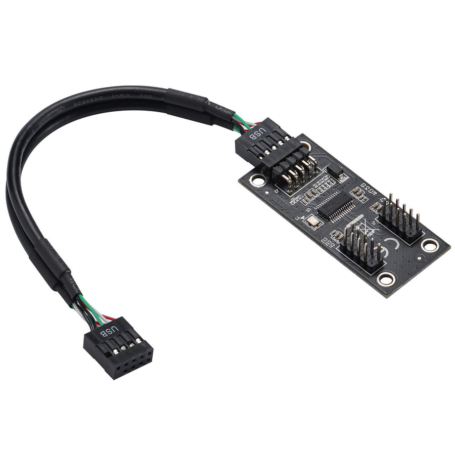 USB 2.0 9PIN to Dual 9PIN Hub Adapter Card FE1.1S Control PCB Board High-Performance Support Windows 10/8/8.1/7 / Vista/XP, Mac, Linux, Chrome OS