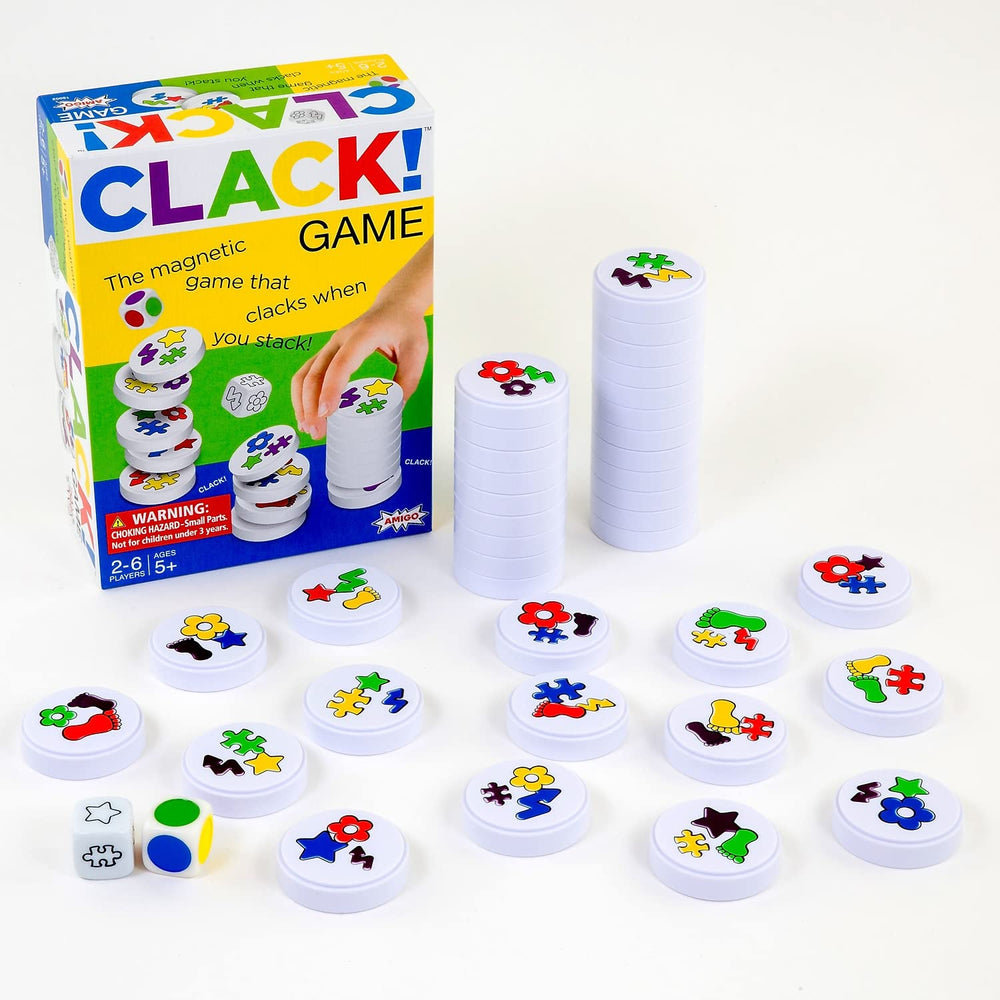 Games Clack! Categories - Exciting Kids Magnetic Stacking Game for 2-8 players Ages 7+ | Fun, Educational, & Fast-Paced Family Game