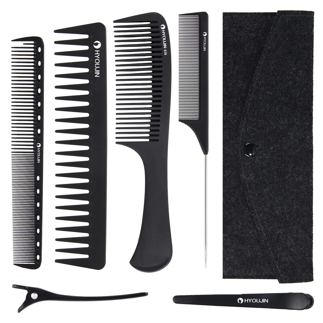 HYOUJIN Black Carbon Professional Styling Comb Set with