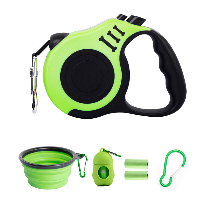 PETIMP Retractable Dog Leash Lightweight 16FT Leash, with Folding Bowl,Dispenser,Waste Bags, for Small Medium Dogs(Green)