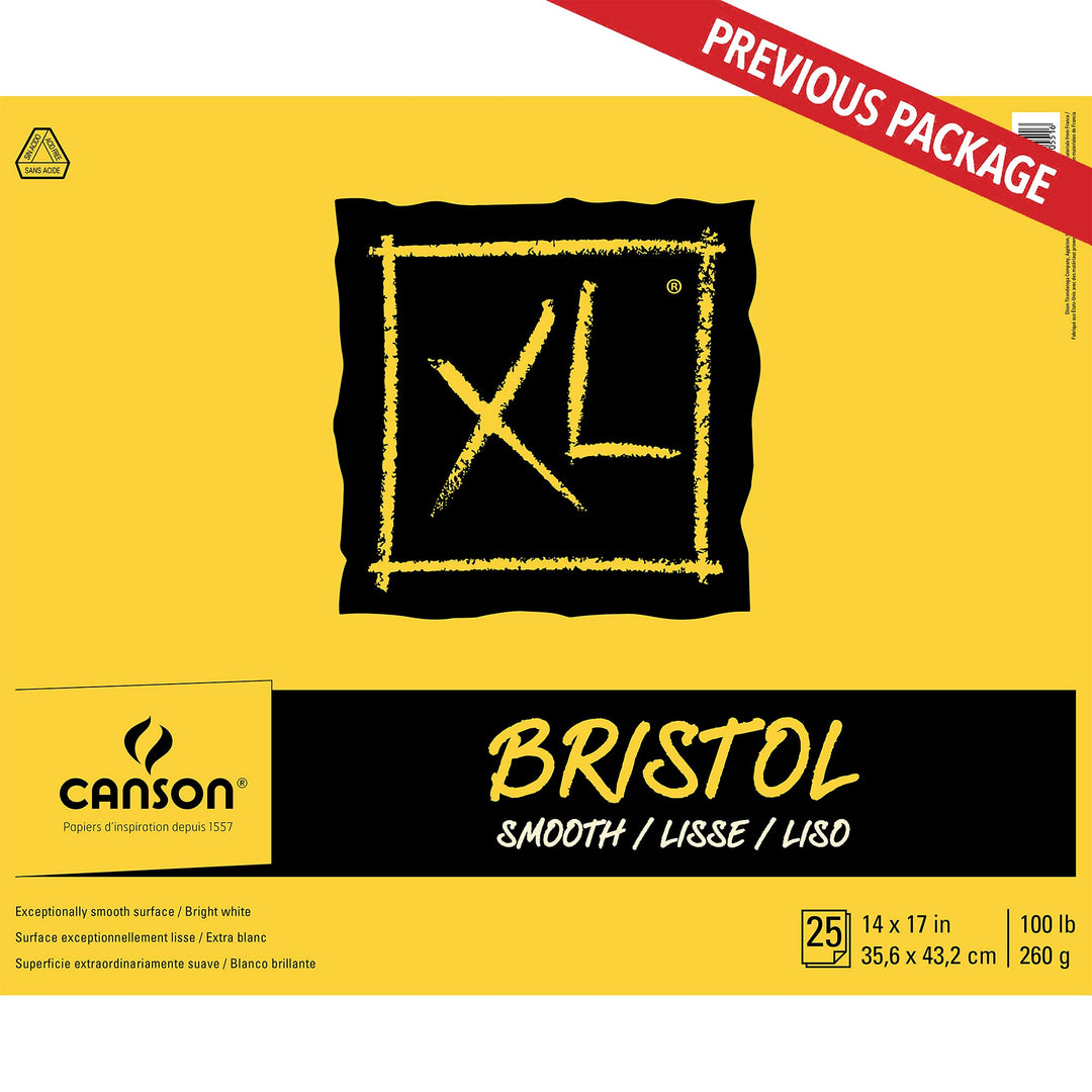 XL Series Bristol Paper, Smooth, Foldover Pad, 14x17 inches, 25 Sheets (100lb/260g) - Artist Paper for Adults and Students - Markers, Pen and Ink