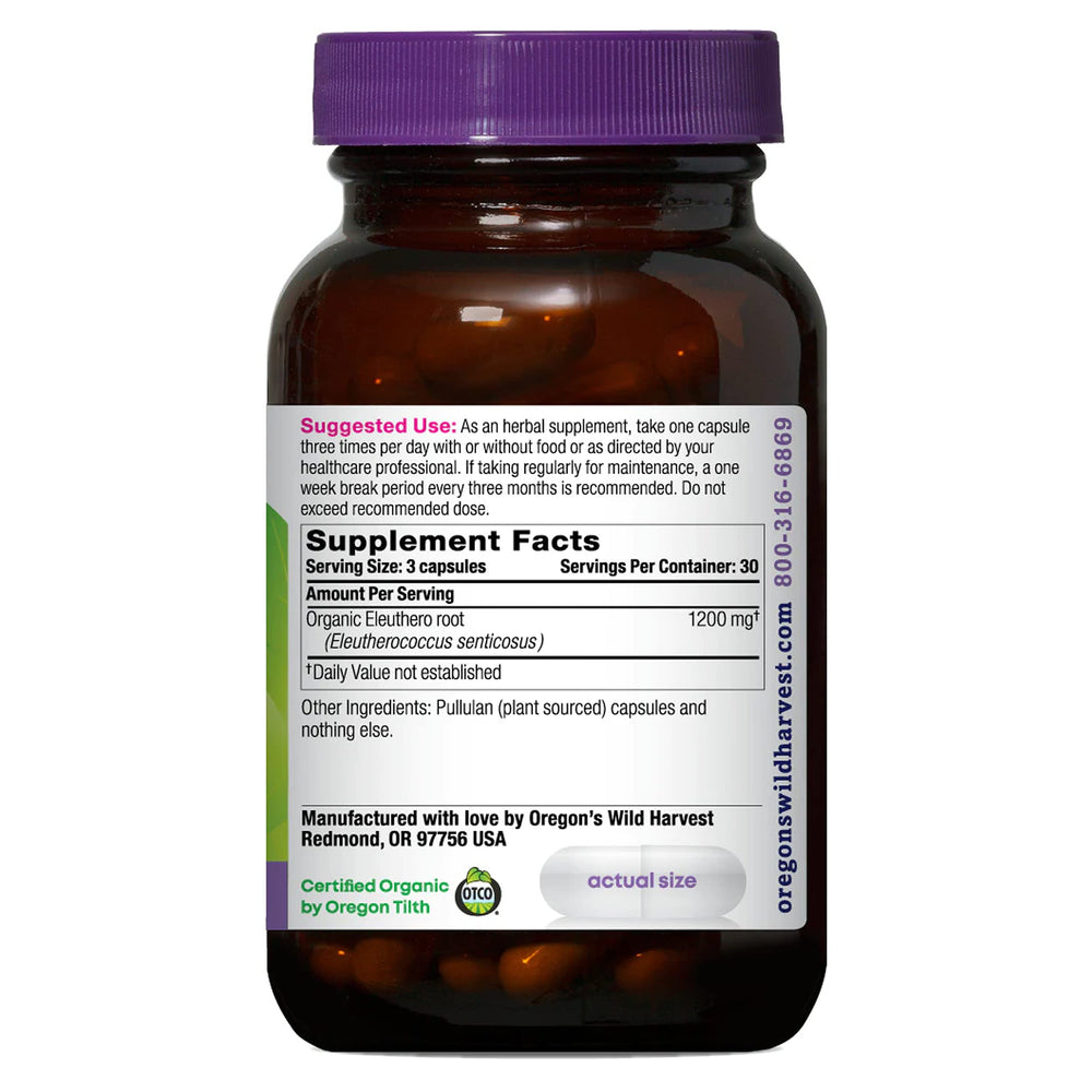 Eleuthero Organic Capsules | Adapt to Stress Naturally, 90 Count